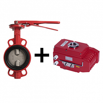 Затвор дисковый поворотный RUSHWORK 201 с электроприводом, корпус чугун, диск чугун, межфланцевый, PN16