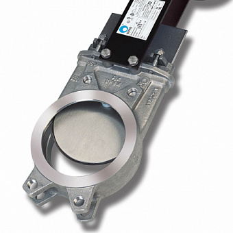 Задвижка шиберная СМО A-02-R(N)-E нержавеющая межфланцевая редуктор PN3 – PN4