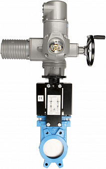 Задвижка шиберная СМО A-01-AUMA-E чугунная межфланцевая с электроприводом AUMA SA 380В PN4 – PN10