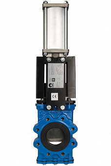 Задвижка шиберная СМО GL-01-DA-NR чугунная межфланцевая с пневмоприводом двойного действия PN6 – PN10