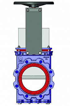 Задвижка шиберная СМО GL-01-HW(N)-NR чугунная межфланцевая с невыдвижным штоком и штурвалом редуктором PN10
