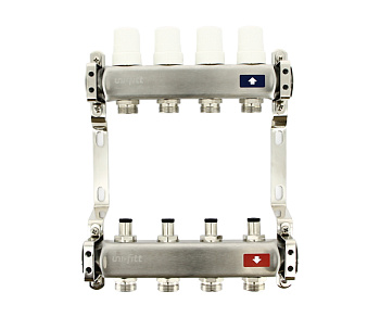 Коллекторная группа OPTIMAL из нержавеющей стали с балансировочными и термостатическими вентилями