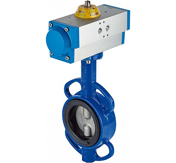 Затвор дисковый поворотный Genebre 2103 чугунный межфланцевый с пневмоприводом PN16