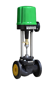 Клапан регулирующий высокотемпературный 2-х ходовой с электроприводом АСТА Р113/Р123 чугунный фланцевый PN16 – PN25