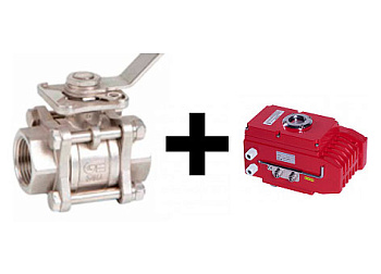 Кран шаровой полнопроходной трехсоставной RUSHWORK 7025 с электроприводом нержавеющий муфтовый PN63