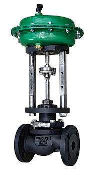 Клапан регулирующий 2-х ходовой АСТА Р123 с электроприводом чугунный фланцевый PN25