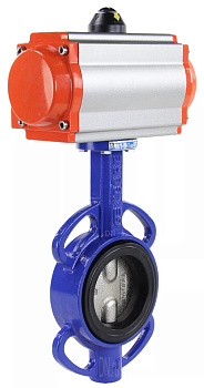 Затвор дисковый поворотный Genebre 2109 чугунный межфланцевый с пневмоприводом PN16