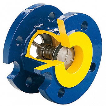 Клапан обратный пружинный ZETKAMA 402A чугунный фланцевый PN16 Клапан обратный пружинный ZETKAMA 402A чугунный фланцевый PN16