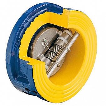 Клапан обратный двухстворчатый ZETKAMA 407 чугунный межфланцевый PN16 Клапан обратный двухстворчатый ZETKAMA 407 чугунный межфланцевый PN16